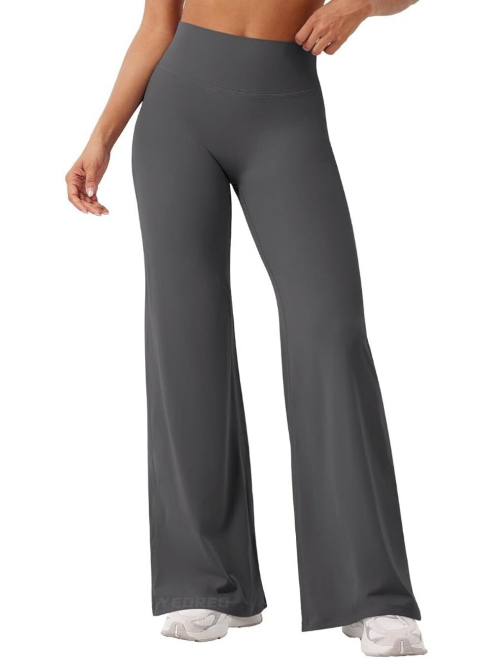 Women's Dark Gray Nylon Straight Workout High Waist Buttery Eddiy Leggings Pants